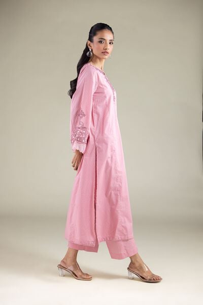 Embroidered | Cotton Dobby | Straight Solid Pants | GBP 15.00