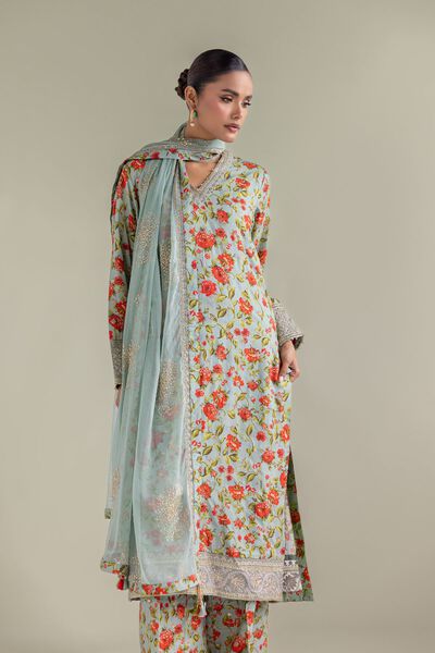 Embroidered | Chiffon | Floral Kurta 3-piece | GBP 130.00
