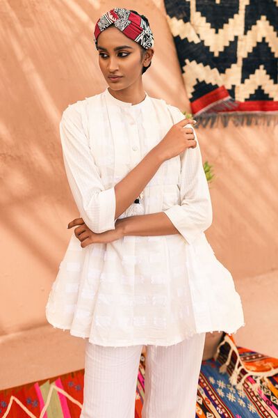 Contemporary Kameez, OFF-WHITE, hi-res