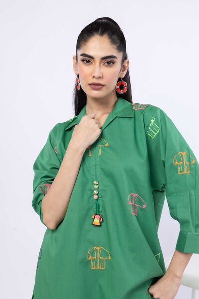Embroidered | Crosshatch Poplin | Kurta | GBP 25.00