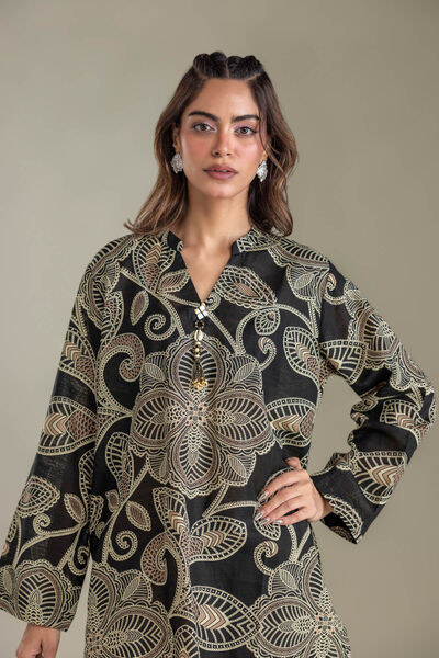 Printed | Light Khaddar | Black Printed Kurta | GBP 30.00