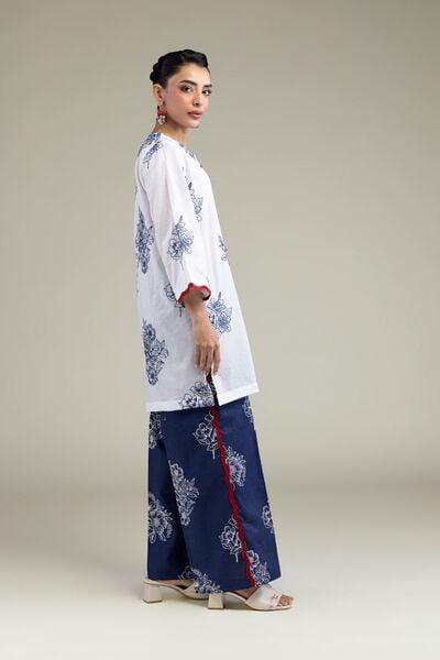 Embroidered | Cotton Dobby | Floral Navy Pants | GBP 15.00