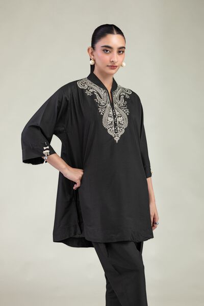 Embroidered | Arabic Lawn | Black Lawn Kurta | GBP 30.00