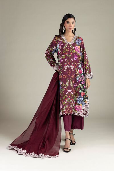 Embroidered | Raw Silk | Fabrics 3 Piece | GBP 25.00