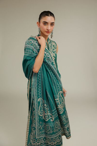 Embroidered | Polyester Silk | Geometric Draped Dupatta | GBP 35.00