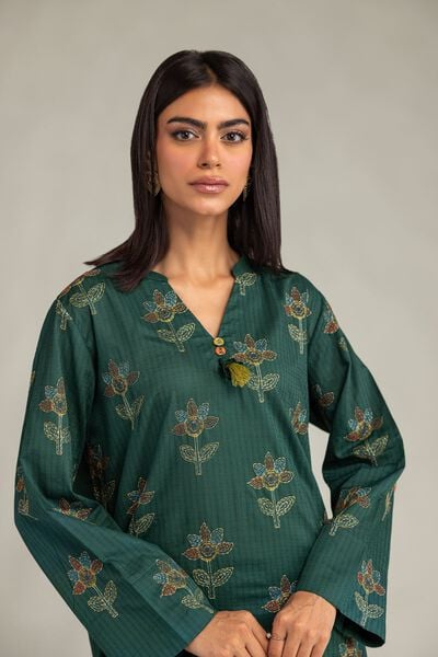 Embroidered | Cotton Dobby | Floral Longline Kurta | GBP 35.00