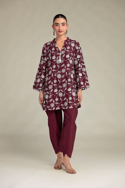 Printed | Raw Silk | Maroon Solid Pants | GBP 20.00
