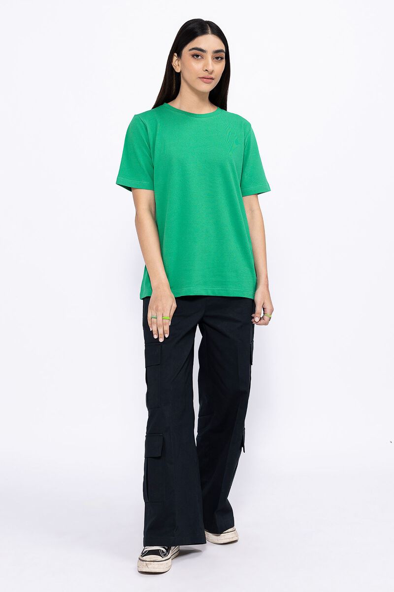 Round Neck T-shirt, GREEN, hi-res image number null