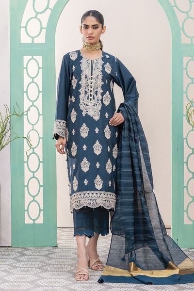 Dull Raw Silk | Embroidered | Tailored 3 Piece | £ 80.00