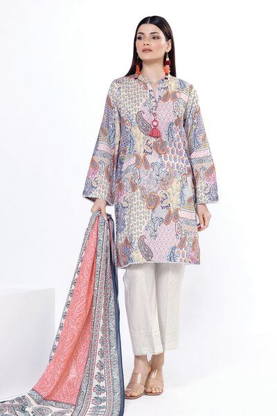 Printed | Slub Lawn | Fabrics 3 Piece | GBP 17.50