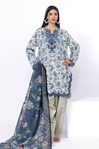 Embroidered | Cotton Satin | Fabrics 3 Piece | GBP 25.00