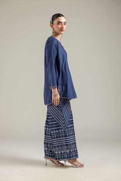 Raw Silk | Silk Navy Pants | GBP 45.00