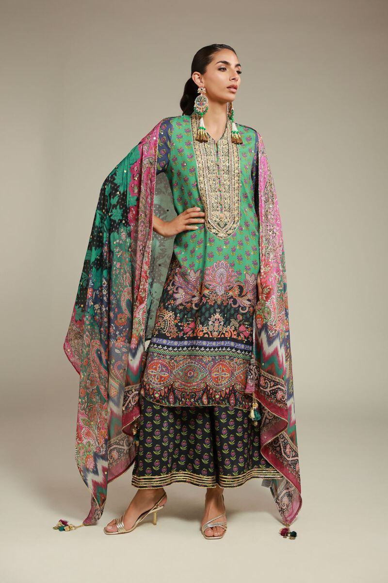 Embroidered | Raw Silk | 3 Piece Co-ord Set | null