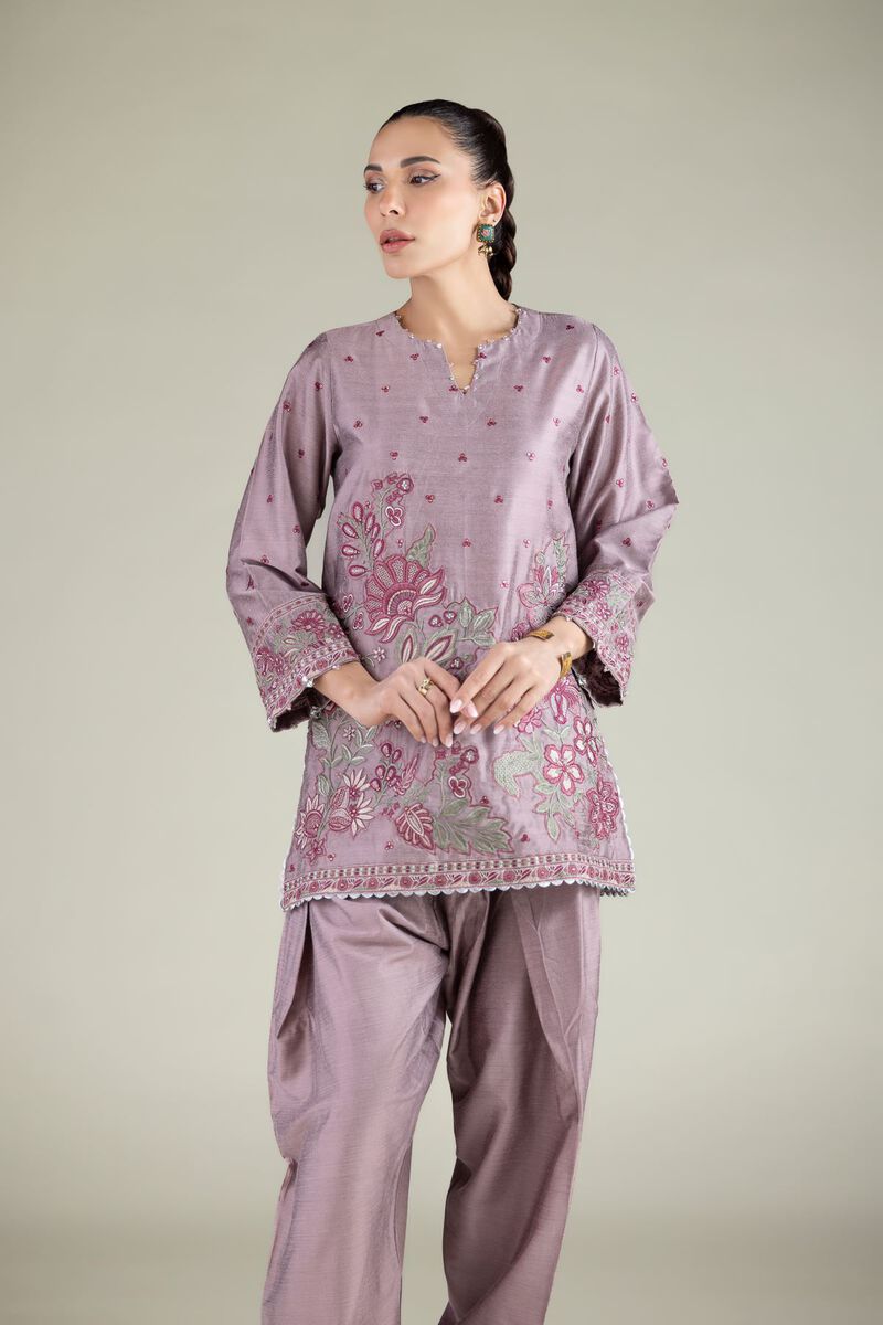 Embroidered | Raw Silk | Floral Threadwork Kurta | GBP 50.00