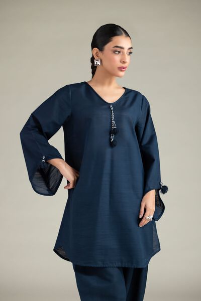 Dyed | Textured Cotton | Short Solid Kurta | GBP 30.00
