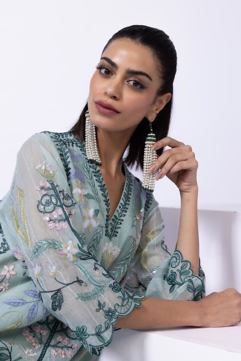 Embroidered | Cotton Zari Organza | Kurta | GBP 60.00