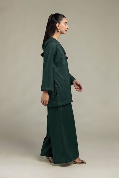 Dyed | Cotton Crinkle | Green Solid Pants | GBP 25.00