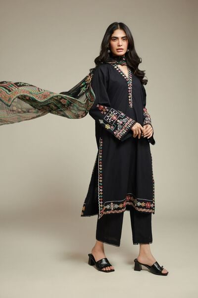 Embroidered | Cambric | Black Tailored Set | GBP 55.00