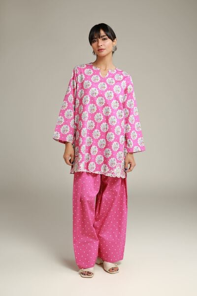Embroidered | Cotton Dobby | Oversized Pink Shalwar | GBP 15.00