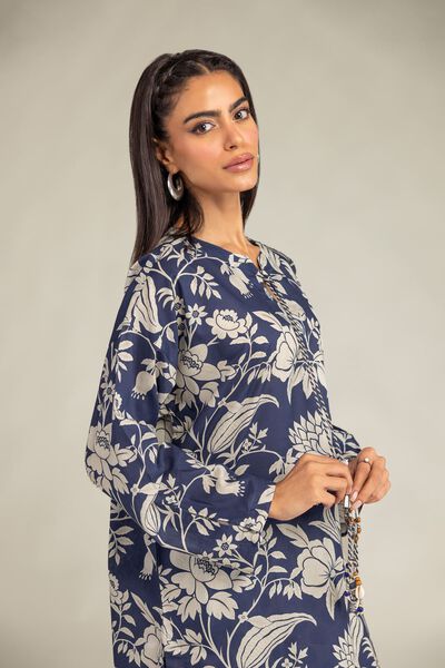 Printed | Cambric | Floral Navy Kurta | GBP 30.00