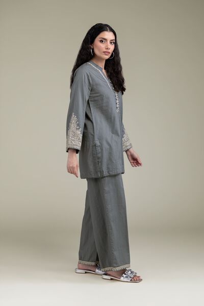Embroidered | Cotton Dobby | Solid Cotton Pants | GBP 15.00