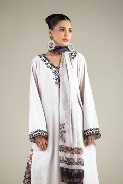 Embroidered | Cotton Dobby | Tailored 3-Piece Set | GBP 42.00