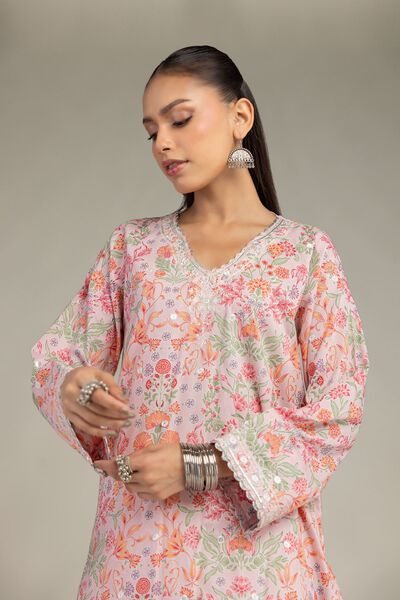 Embroidered | Cotton Viscose | Short V-Neck Kurta | GBP 40.00