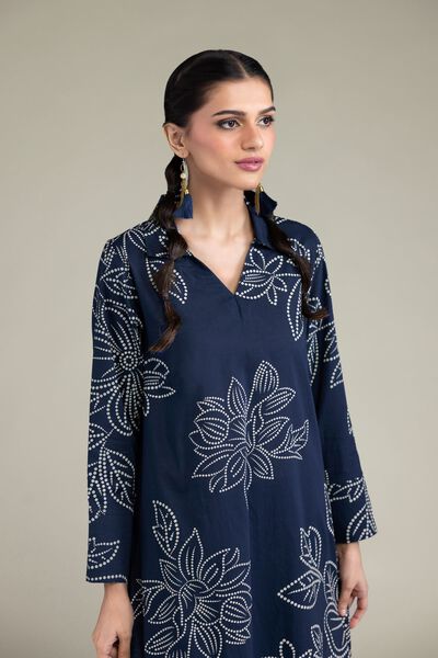 Printed | Cambric | Navy Longline Kurta | GBP 12.50