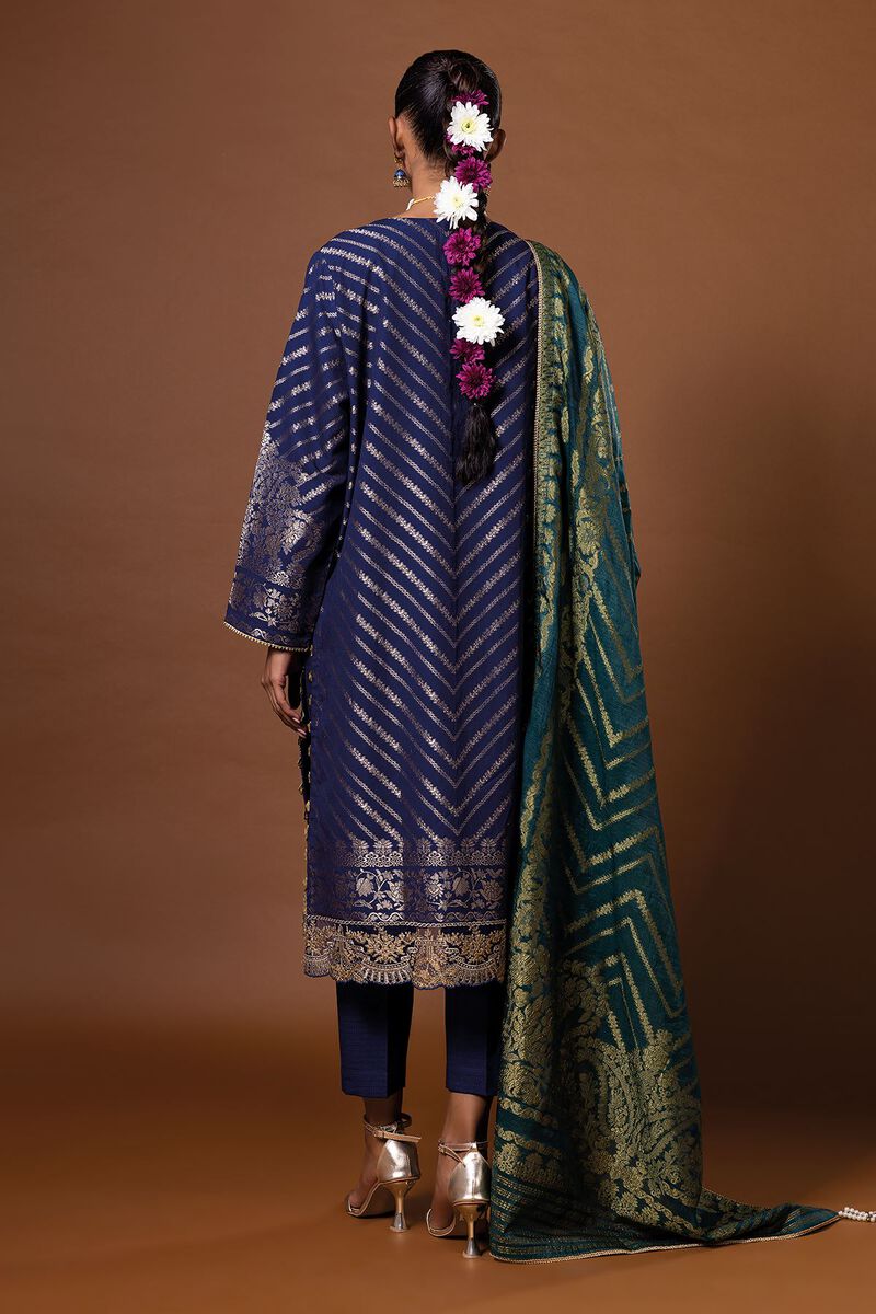 Dyed | Composed Polyester Brosha Jacquard | Fabrics 3 Piece | null