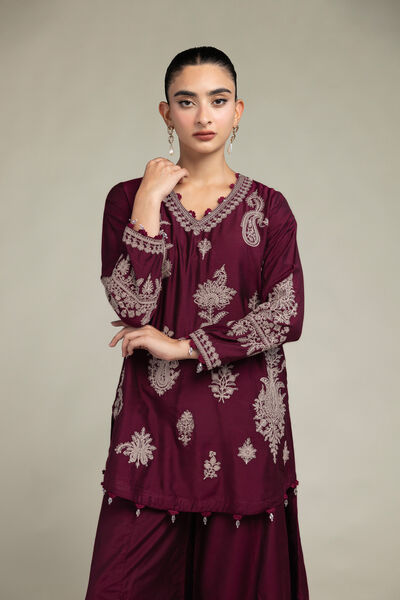 Raw Silk | Paisley V-Neck Kurta | GBP 55.00