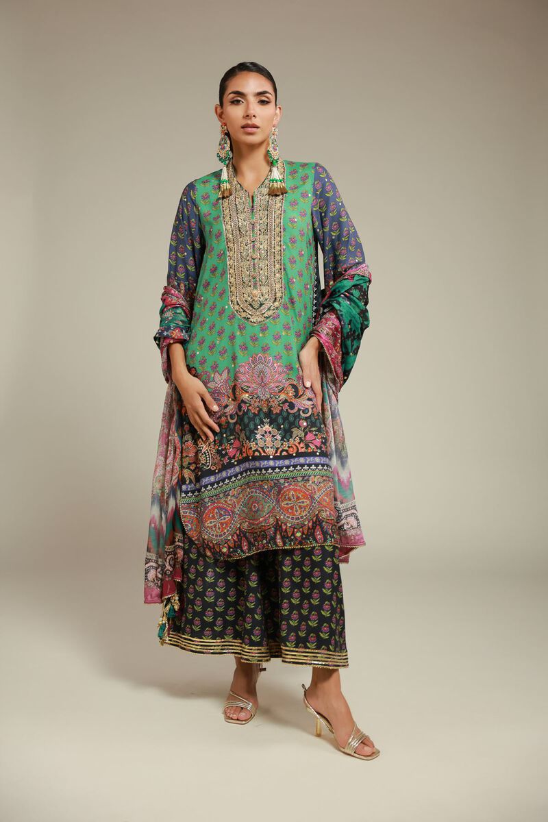 Embroidered | Raw Silk | 3 Piece Co-ord Set | null