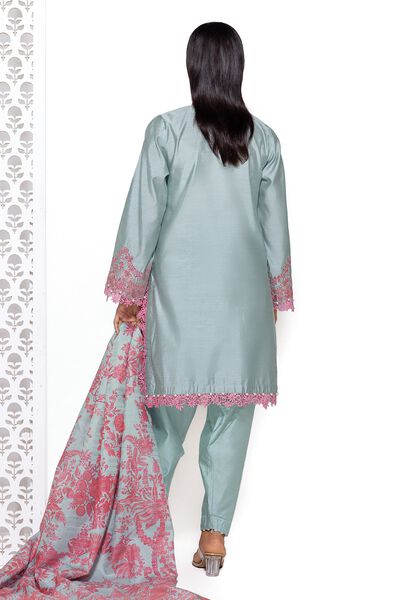 Embroidered | Dull Raw Silk | Tailored 3 Piece | GBP 40.00
