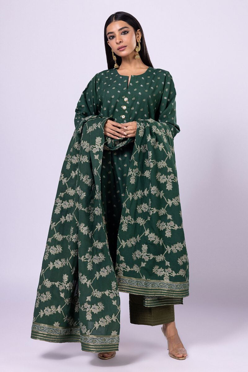 Dyed | Cotton Brosha Jacquard | Fabrics 3 Piece | null