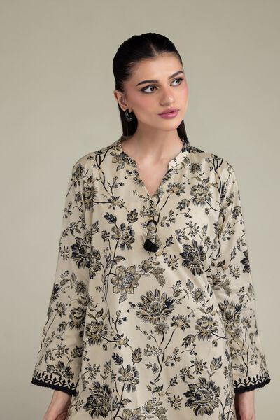 Printed | Cotton Viscose | Beige Floral Kurta | GBP 15.00