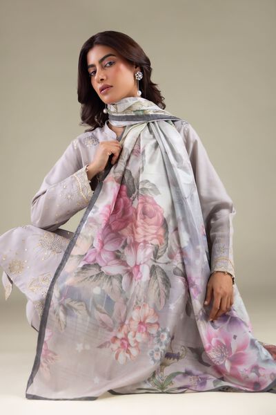 Embroidered | Polyester Silk | Floral Draped Dupatta | GBP 25.00