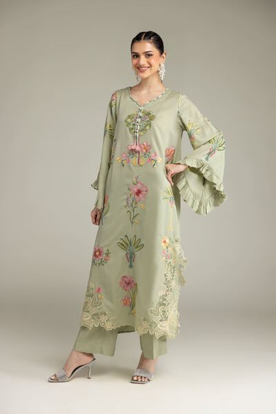 Embroidered | Raw Silk | Pants | GBP 25.00