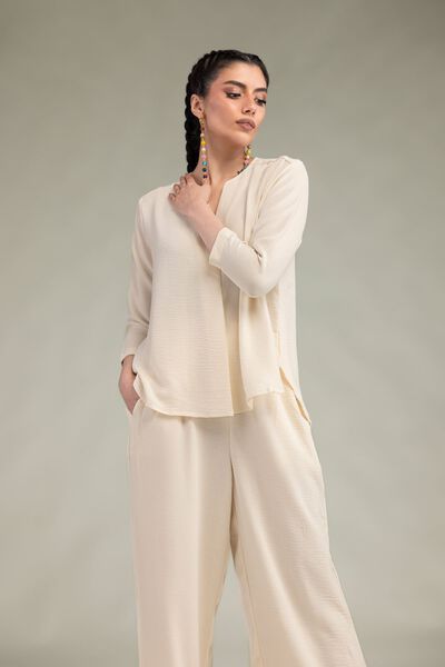 Dyed | Crepe Georgette | Solid V-Neck Shirt | GBP 35.00