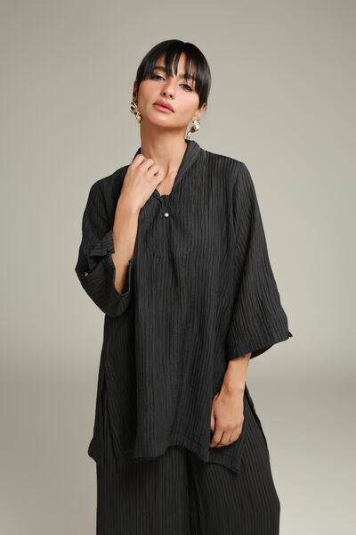 Dyed | Blended Crinkle | Black Crinkle Kurta | GBP 30.00