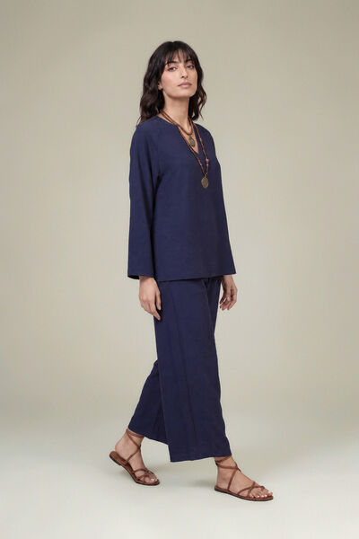 Dyed | Textured Georgette | Solid Navy Trousers | GBP 30.00