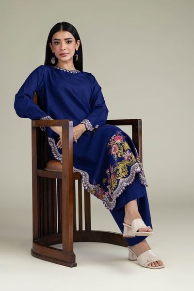 Embroidered | Cotton Dobby | Floral Scalloped Kurta | GBP 35.00
