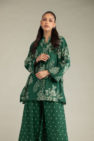 Printed | Cambric | Green Cambric Kurta | GBP 25.00