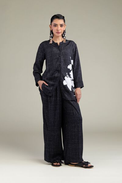 Printed | Viscose Crepe | Black Viscose Trousers | GBP 20.00