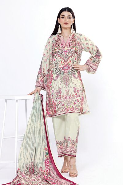 Printed | Slub Lawn | Tailored 3 Piece | GBP 25.00