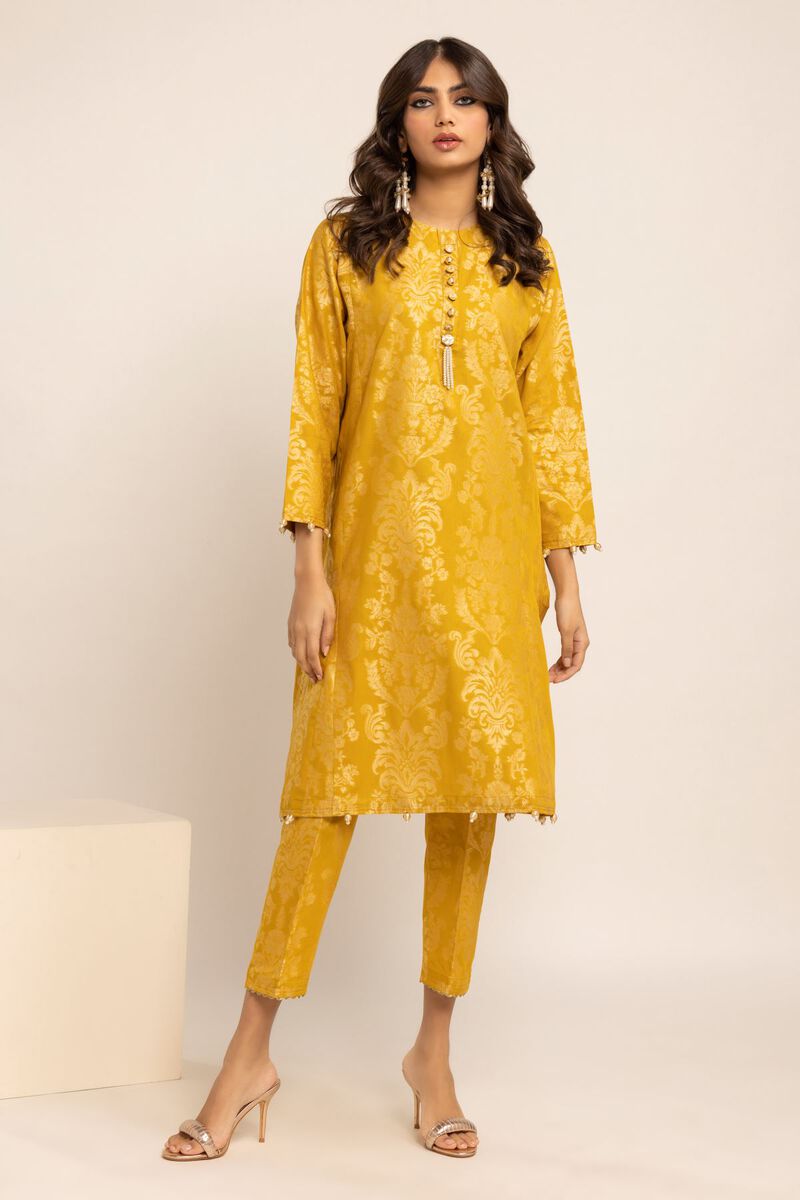 Kurta | Embroidered, YELLOW, hi-res image number null