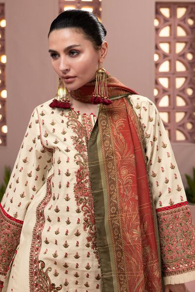 Dull Raw Silk | Embroidered | Fabrics 3 Piece | GBP 27.50