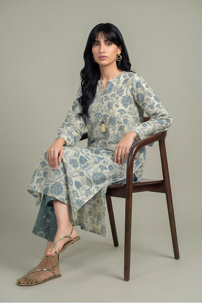 Printed | Light Khaddar | Floral Printed Kurta | GBP 40.00