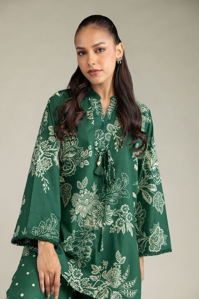 Printed | Cambric | Green Cambric Kurta | GBP 25.00