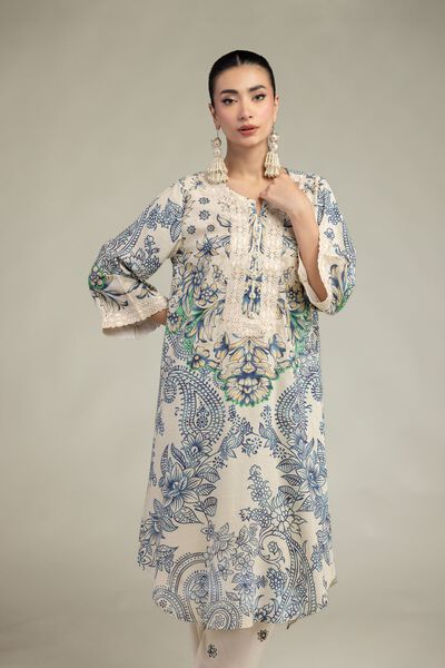 Embroidered | Raw Silk | Floral Round-Neck Kurta | GBP 50.00