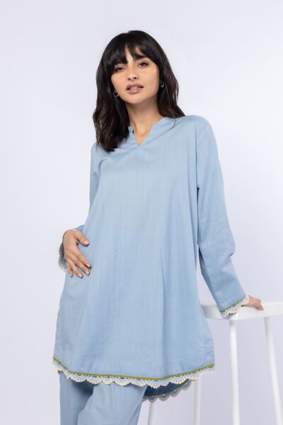 Embroidered | Crosshatch Poplin | Kurta | GBP 25.00