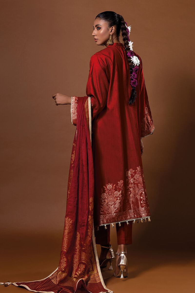 Dyed | Composed Polyester Brosha Jacquard | Fabrics 3 Piece | null